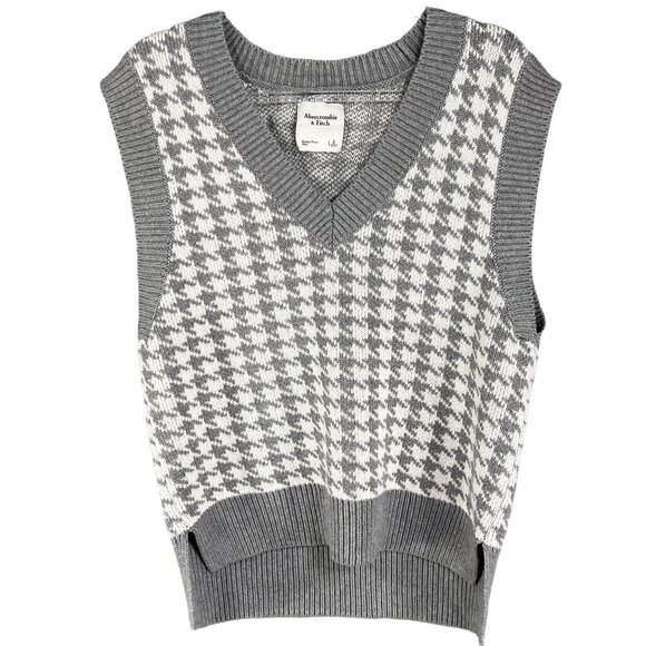 Abercrombie & Fitch Womens S Houndstooth Soft Knit Sweater Vest Cottagecore - Picture 4 of 13